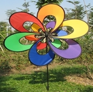 Picture of WW101  Rainbow 3D Double Flower Wind Wheel 7.5" x 15" [C5D]