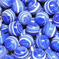 Picture of M304  HANDMADE 16MM Set of 10 5/8" Blue w/white stripes Marbles 