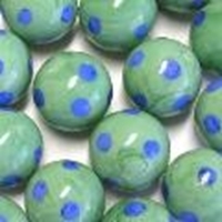 Picture of M321  HANDMADE 16MM  Green w/Blue Spots marbles