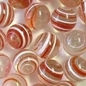 Picture of M332  HANDMADE 25mm set of 10 Transparent Clear with Red & White Twisted Marbles