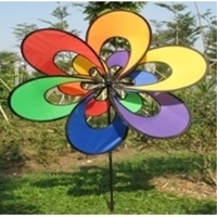Picture of WW101  Rainbow 3D Double Flower Wind Wheel 7.5" x 15" [C5D]