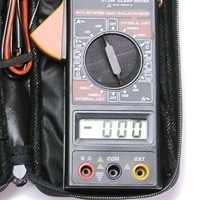 clamp meter-multimeter-digital meter with case closeup