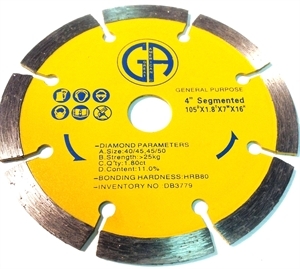 Circular Saw Blade Diamond 4" db3779 for stone,tile,marble,brick,granite,cement.  Suitable for tile,miter,table and skil saw-full view