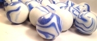 Picture of M207 25MM White Base With Blue Swirls Twisted Glass Marbles