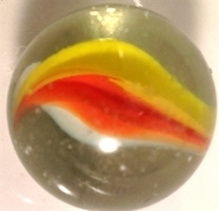 Picture of M217 25MM Transparent Clear With Red, Yellow, White and Green Swirls Shiny Glass Marbles 