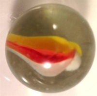 Picture of M217 25MM Transparent Clear With Red, Yellow, White and Green Swirls Shiny Glass Marbles 