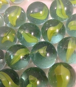 Picture of M82 16MM Green & yellow cat eye glass marbles 