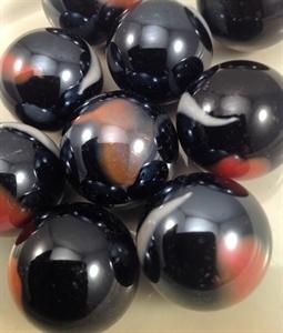 Picture of M214  1-in. Black Base With Orange and White Swirls Glass Marbles