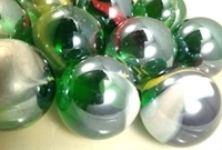 Picture of M244 25MM transparent green with colored swirls glass marbles