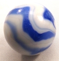 Picture of M207 25MM White Base With Blue Swirls Twisted Glass Marbles