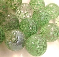 Picture of M85  16MM Clear Base Rolled in Green Crushed Glass Marbles