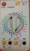 Multimeter Digital HY8200G Temperature probe Frequency  closeup dial panel