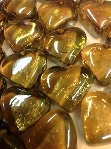 Picture of M77  Peach glass gems heart shaped 16MM thick