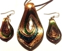 Picture of GP1 Hand Made Fused Glass Jewelry Set-Leaf