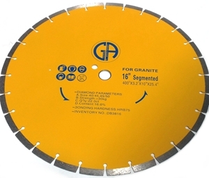 16" Segmented Circular Saw Blade Diamond DB3816 for circular saw, skilsaw, table saw and tile saw.  Suitable for Granite. main view.