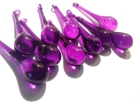 Glass Crystals 75mm Purple Raindrop P135 bulk group shot