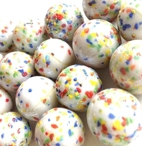 Picture of M119 16MM White Base Rolled in Multicolored Crushed Glass Marbles 