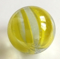 Picture of M220 25MM transparent clear with orange, yellow, blue, green swirls glass marbles