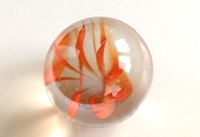 Picture of M220 25MM transparent clear with orange, yellow, blue, green swirls glass marbles