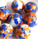 Picture of MJ3226B HANDMADE 16MM White w/blue & orange spots, set of 10