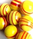 Picture of MJ3226BB HANDMADE 16MM Yellow w/red stripes, set of 10