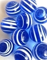 Picture of MJ3226CB HANDMADE 16MM Transparent Blue w/white stripes, set of 10