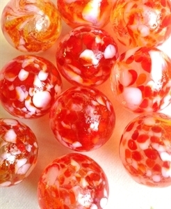 Picture of MJ3226CA HANDMADE 16MM Clear w/red, yellow and white spots, set of 10