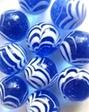 Picture of MM3048C HANDMADE 16MM set of 10, Transparent Blue w/white swirls