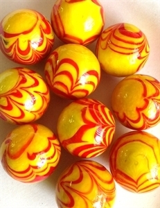 Picture of MM3045BA HANDMADE 25mm set of 10, Yellow w/red swirls