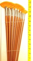 Picture of ART177  Golden Synthetic Hair Fan Style Paint Brush Set 9pcs