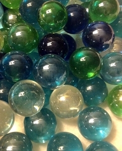 Picture of MN14  25MM Transparent Marbles clear, green, teal and blue 