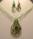 Picture of GP7 Hand Made Fused Glass Jewelry Set-Leaf 