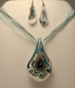 Picture of GP9 Hand Made Fused Glass Jewelry Set-Leaf 