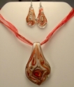 Picture of GP5 Hand Made Fused Glass Jewelry Set-Leaf 