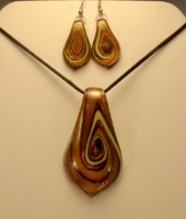 Picture of GP3 Hand Made Fused Glass Jewelry Set-Leaf 